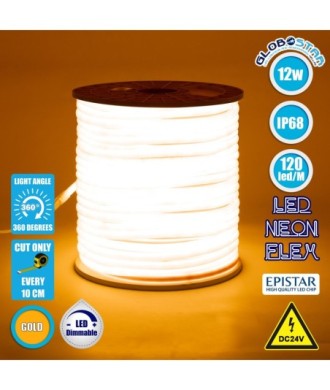 GLOBOSTAR® NEOTUBE 70586 Ταινία Neon Flex LED 12W-m 720lm-m 360° DC 24V Αδιάβροχο IP65 120 x SMD2835 Chip-m Ultra Θερμό Λευκό 2200K Dimmable - Sanan SMD Chip - Μ100 x Π1.3 x Υ1.3cm - 3 Χρόνια Εγγύηση